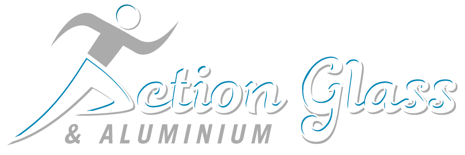 Action Glass and Aluminium logo, white