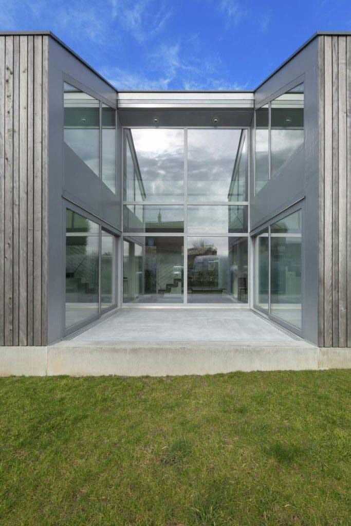 home with glass walls