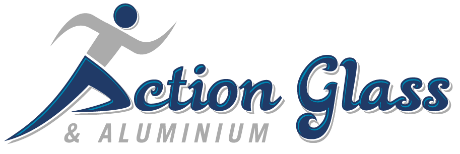 Action Glass and Aluminium logo, blue