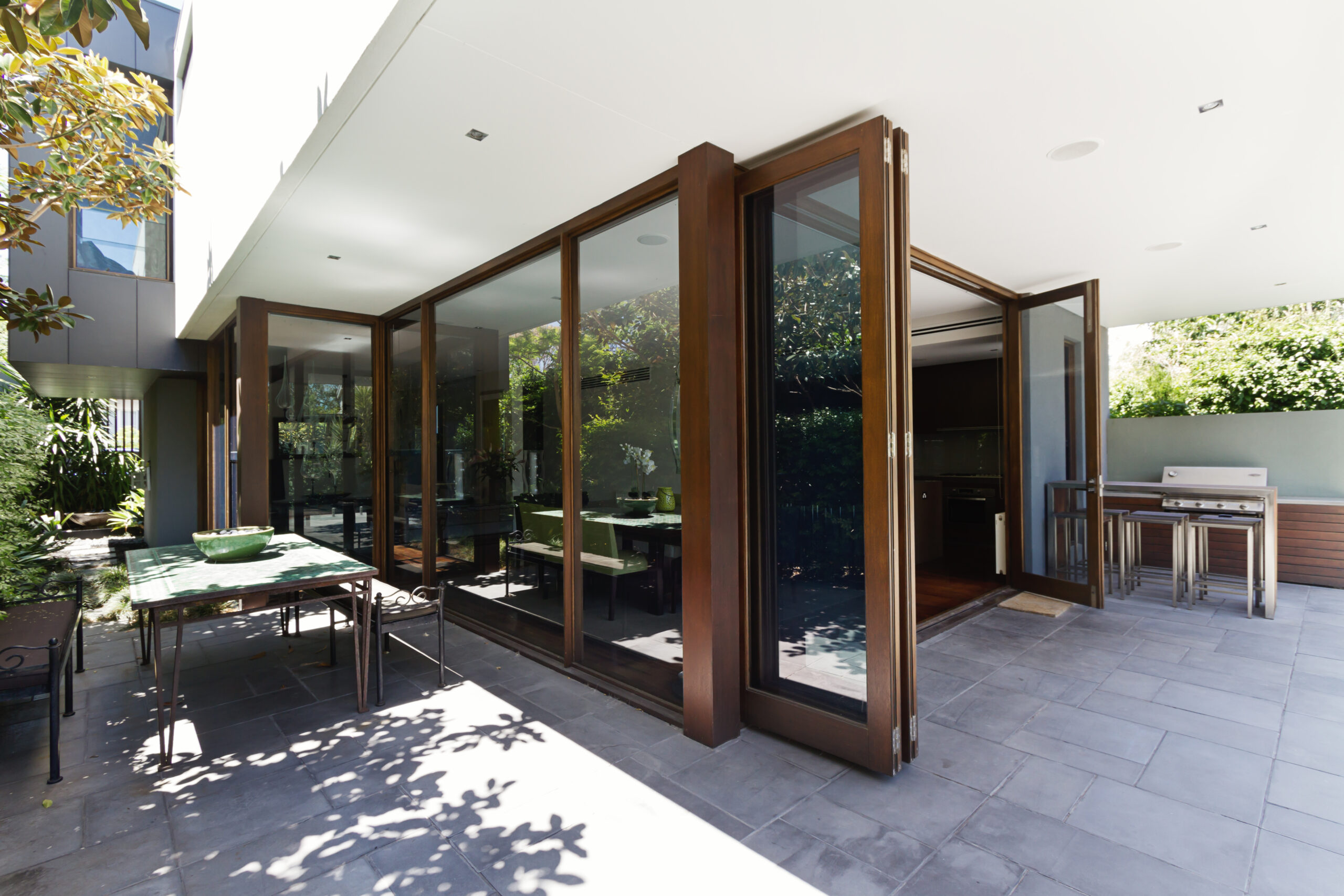 Bi,Fold,Doors,Opening,To,Rear,Courtyard,Of,Contemporary,Australian